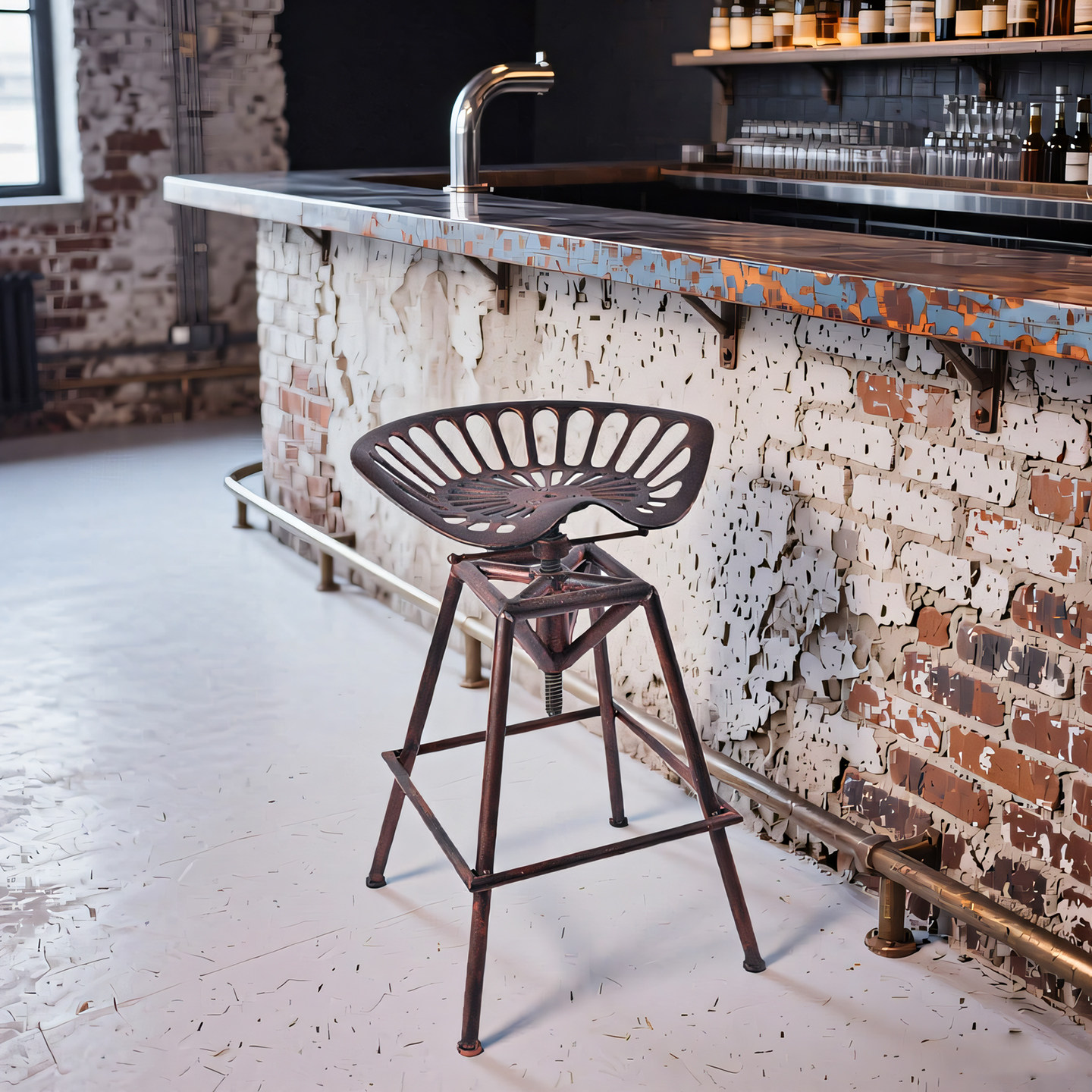 复古工业风酒吧椅创意家用铸铁高脚凳民宿岛台可升降做旧吧台椅子