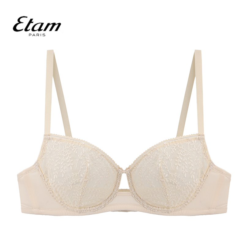 Etam蕾丝有钢圈单层刺绣文胸法式聚拢轻薄性感内衣女W322DI0109