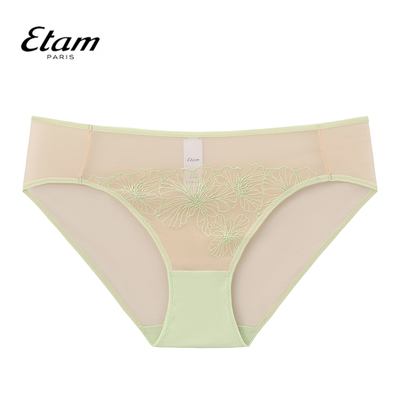 Etam刺绣蕾丝内裤女中腰亲肤舒适透气性感女士三角裤W321DI0209