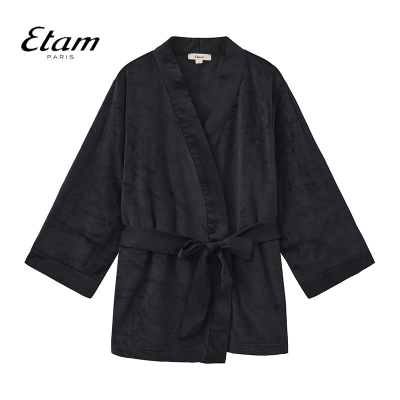 Etam宽松系带睡衣优雅吊带家居服三件套长袖长裤冬季W323DL1302