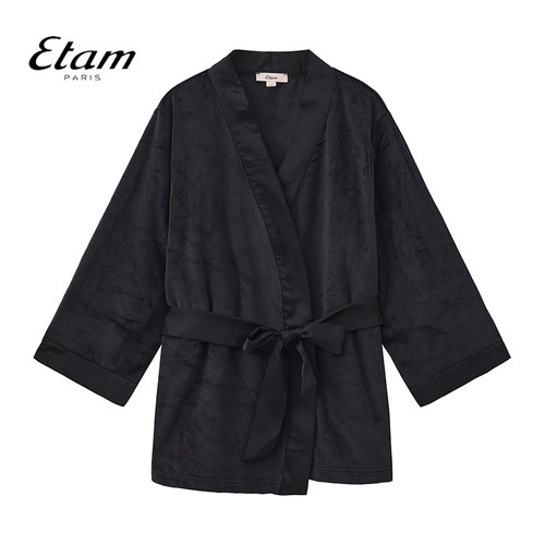 Etam宽松系带睡衣优雅吊带家居服三件套长袖长裤冬季W323DL1302