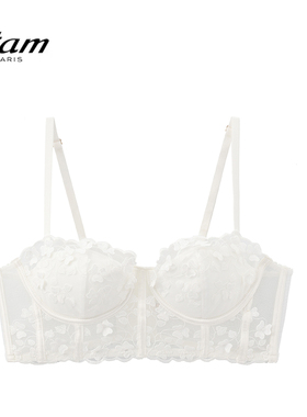 Etam法式刺绣收副乳文胸半杯透气聚拢舒适有胸垫内衣女W125DI0106
