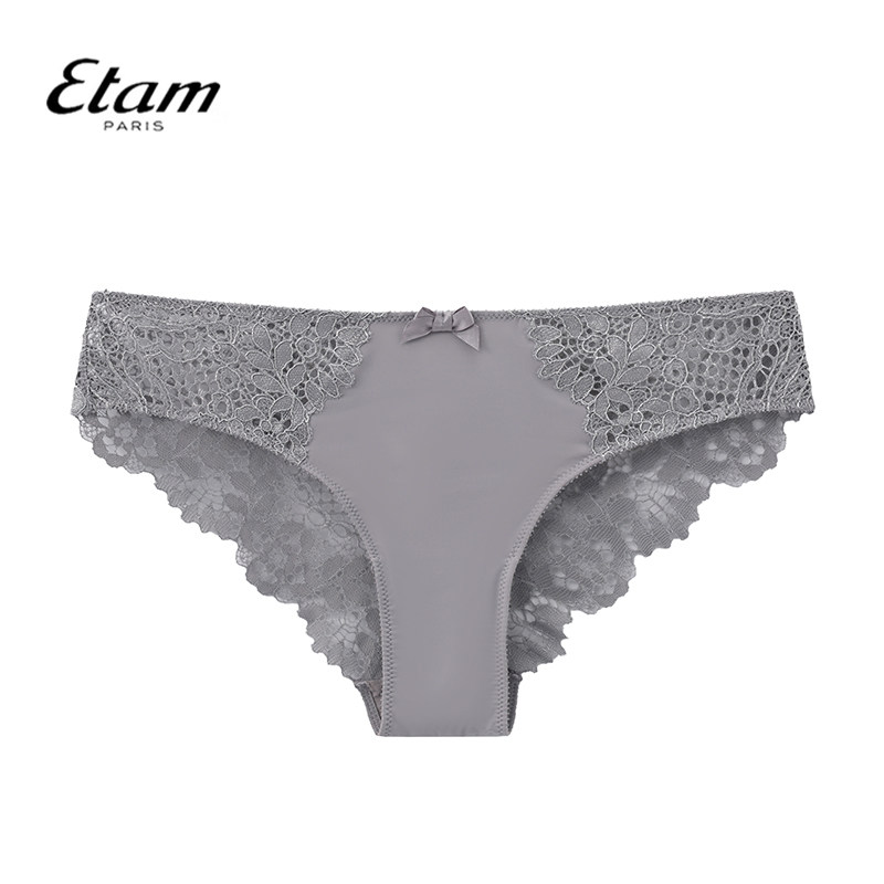 Etam法式性感蕾丝拼接女士三角裤刺绣透气轻柔内裤透明W124DI0212