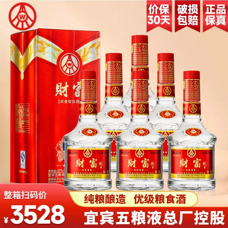 五粮财富剑52度浓香整箱礼盒图片