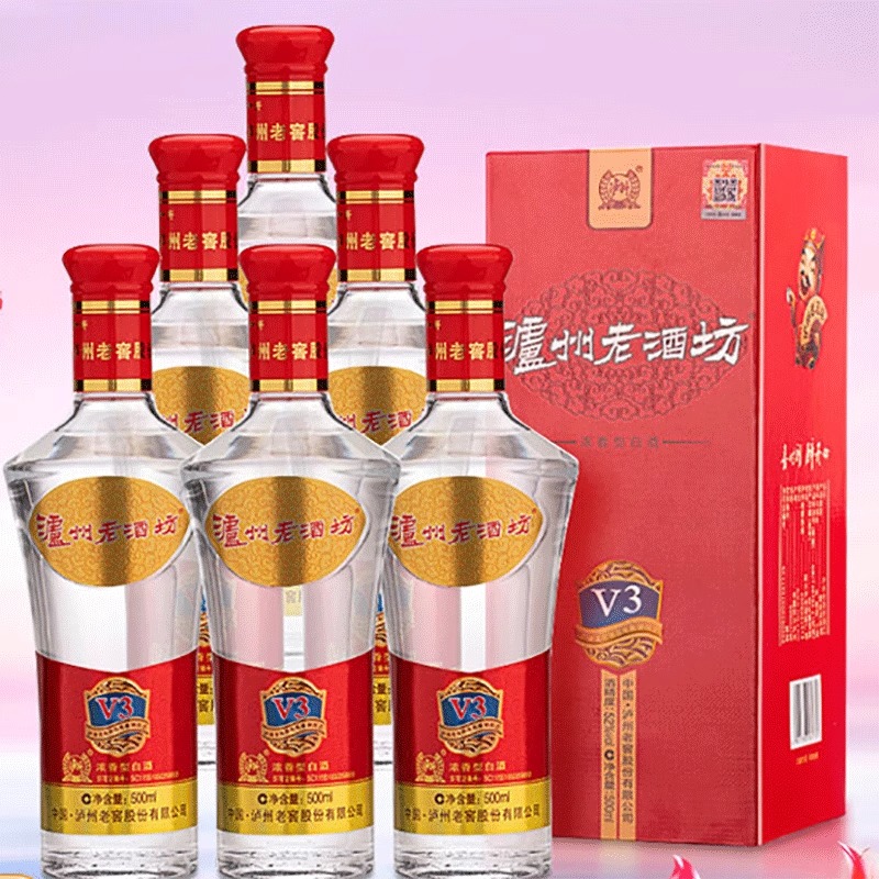 泸州老酒坊V3系列52度浓香型白酒整箱500ml*6瓶高档礼盒包装