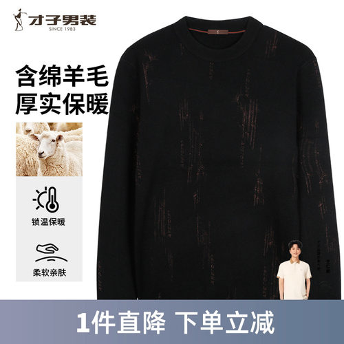 才子男装套头圆领针织衫