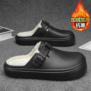 加绒手术室拖鞋男冬季医院上班专用医护人员口腔科防滑包头棉拖鞋