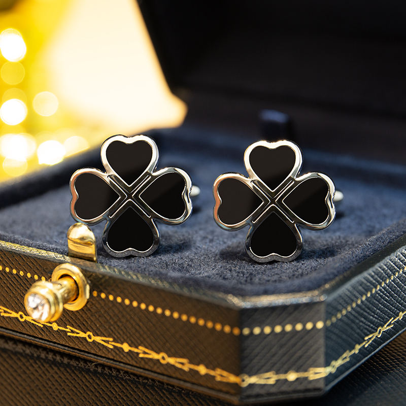 幸运四叶草袖扣情人节男朋友礼物