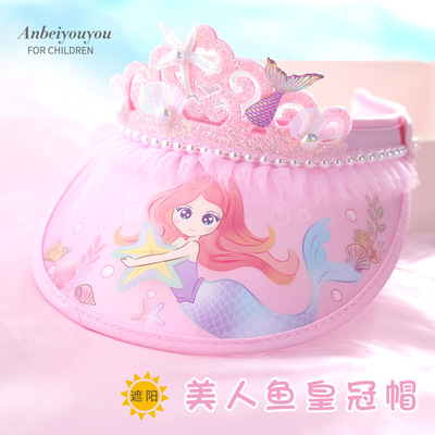 空顶帽卡通皇冠帽遮阳防晒