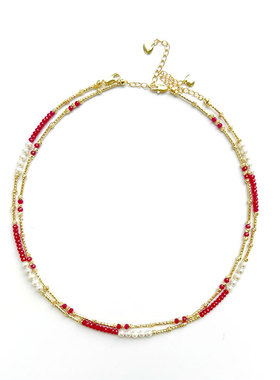 MPAY红刚玉珍珠项链双层叠戴锁骨链【多样性发货】