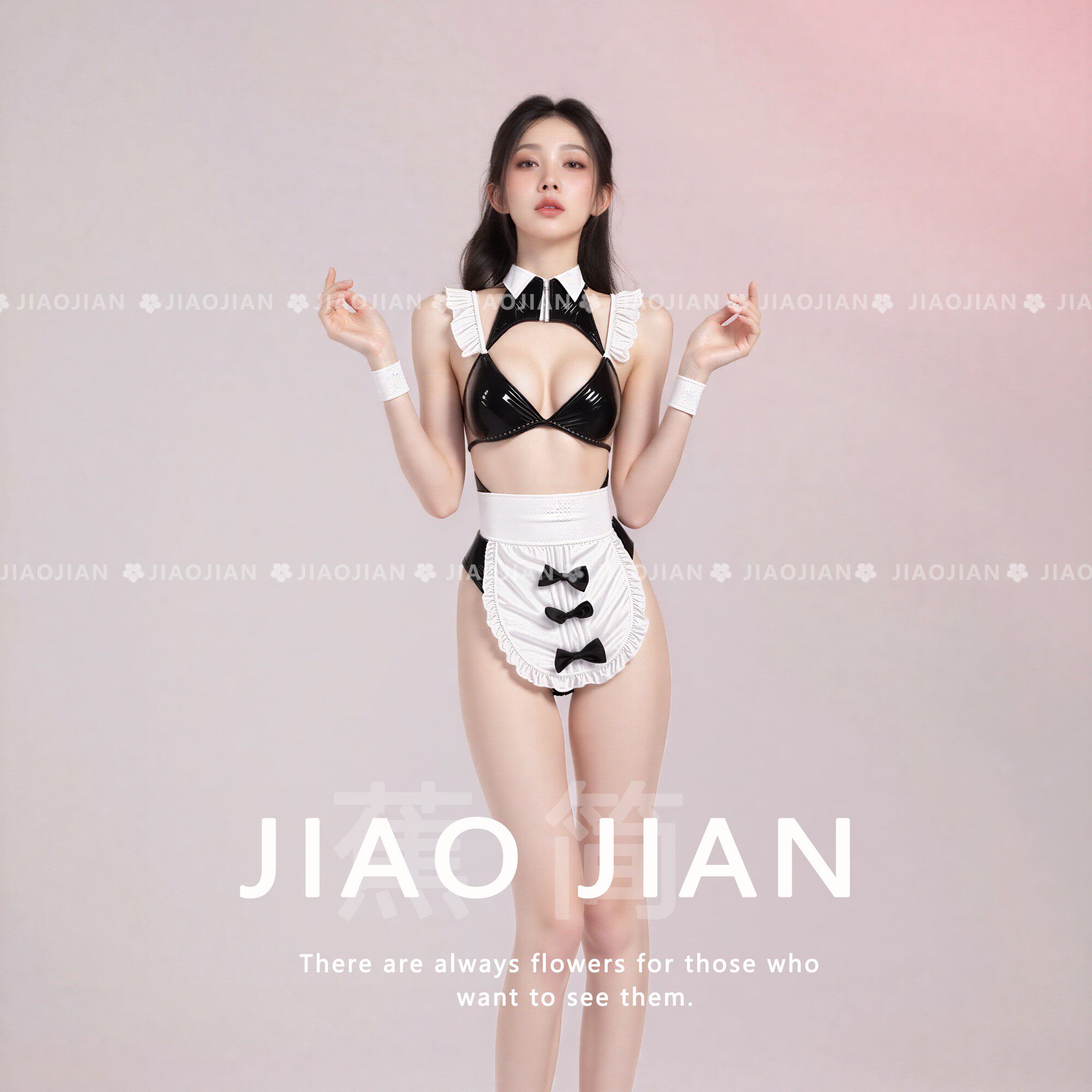 绫学妹媚而不妖qqny 性感睡裙二次元漆皮免脱纯欲女仆裙cos连体衣