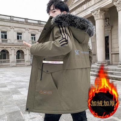 棉衣男冬季2024新款潮流中长款加绒加厚派克服男款外套男冬装棉袄