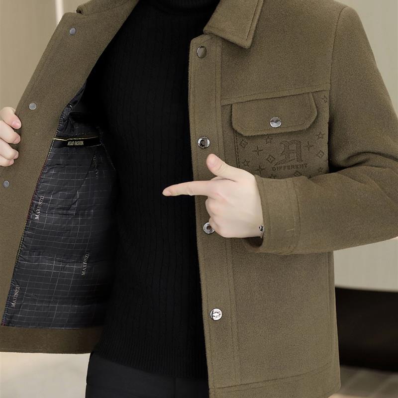 秋冬季加厚羊毛呢大衣男士潮流高端帅气保暖呢子短款外套休闲男装