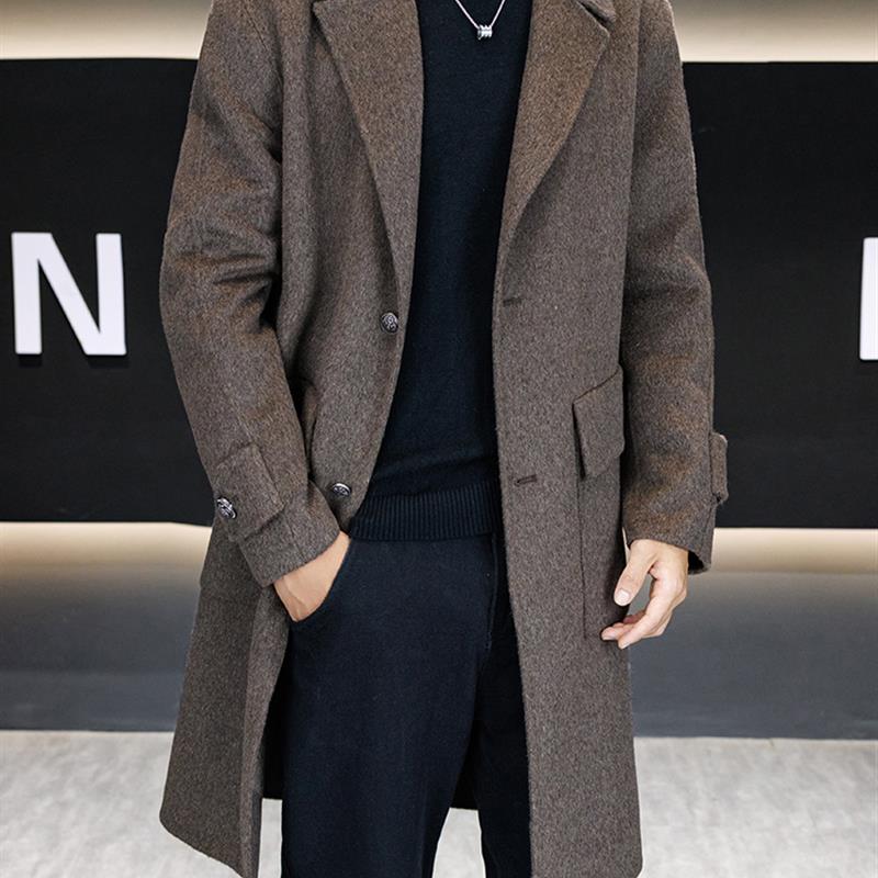 秋冬季新款双面羊毛大衣男士长款商务休闲高端轻奢呢子风衣外套潮