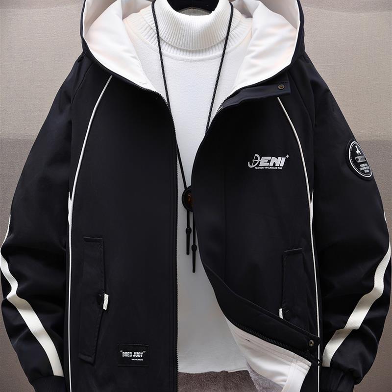 2025新款秋冬季休闲连帽棉衣男加绒加厚保暖棉服冬装休闲棉袄外套