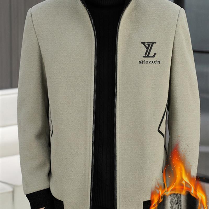 高端立领毛呢夹克男士休闲加绒加厚秋冬季保暖短款呢子大衣外套潮