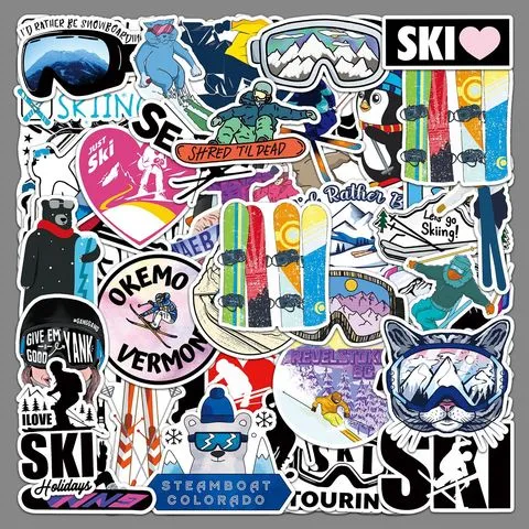 滑雪装饰张50贴纸笔记本电脑行李箱滑板创意摩托车运动汽车