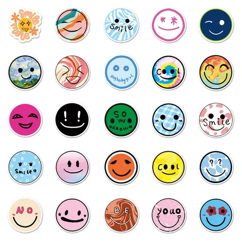 笑脸笔记本行李箱50时尚贴纸滑板车冰箱装饰潮流涂鸦张创意