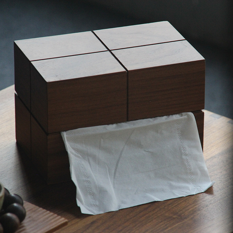 黑胡桃木纸抽盒实木纸巾盒长方形收纳盒中式客厅高端酒店抽纸盒子