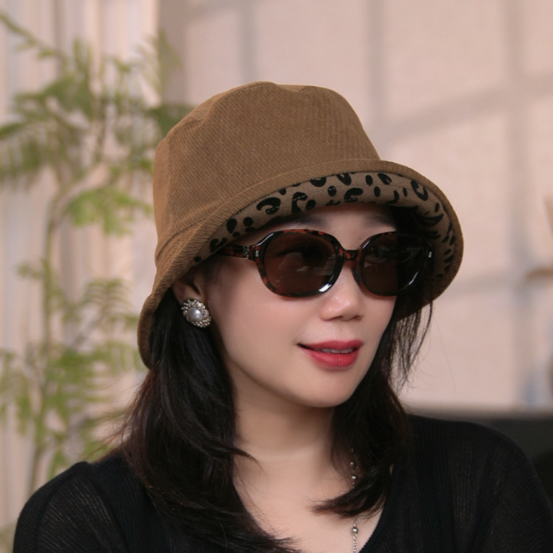 2025新款双面时尚秋冬天渔夫帽显脸小韩版保暖豹纹文艺复古盆帽,服饰配件/皮带/帽子/围巾,帽子,淘宝优惠券,粉丝福利购,淘宝优惠卷