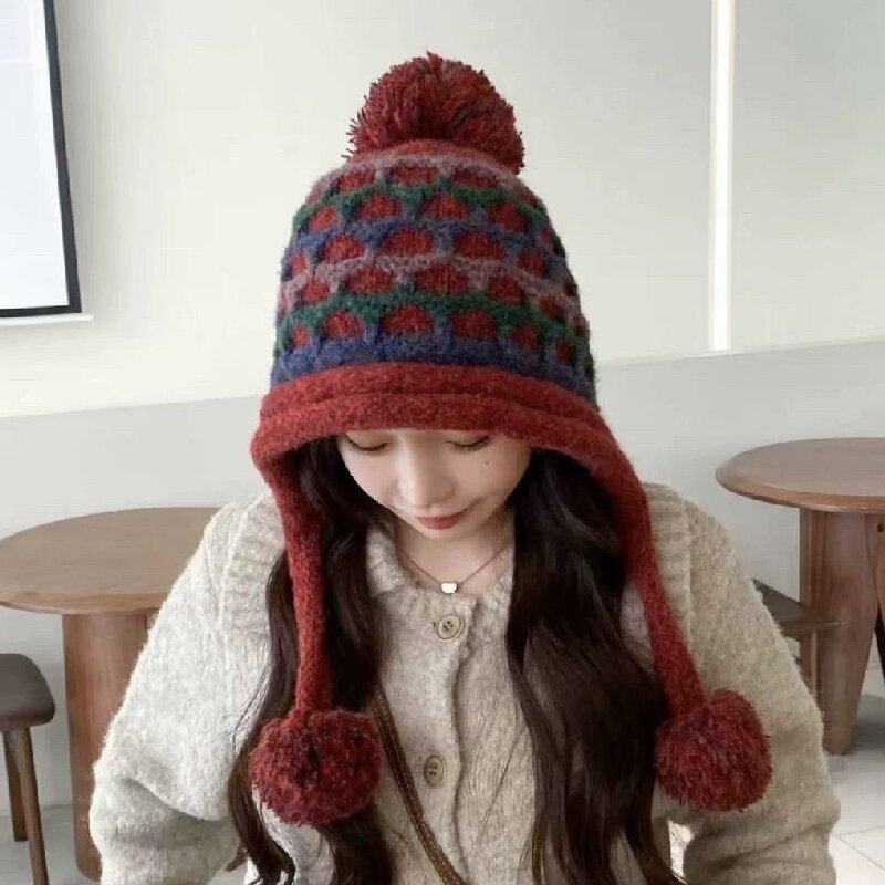 秋冬费尔岛针织帽大头围显脸小花边毛球防寒护耳加厚保暖毛线帽女,服饰配件/皮带/帽子/围巾,帽子,淘宝优惠券,粉丝福利购,淘宝优惠卷