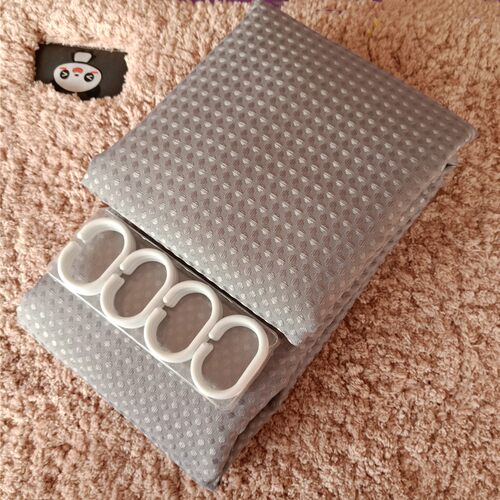 外贸出口素色提花华夫格浴帘