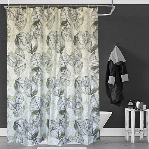 出口防水速干涤纶纺织布浴帘卫生间淋浴隔断帘窗帘水墨碎花防贴身