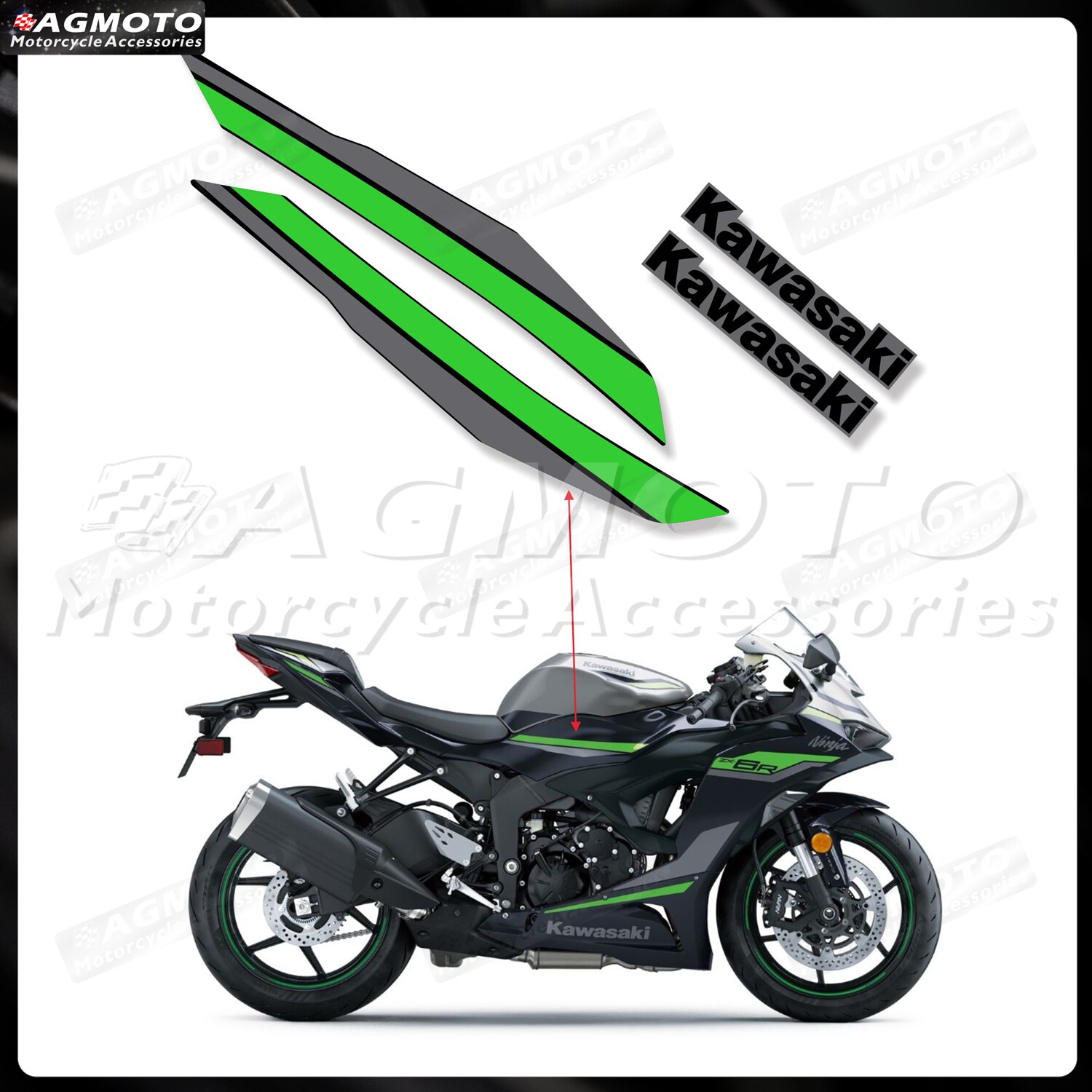 摩托车贴纸川崎KAWASAKI ZX6R 636车身版画防水贴纸外壳贴花2024