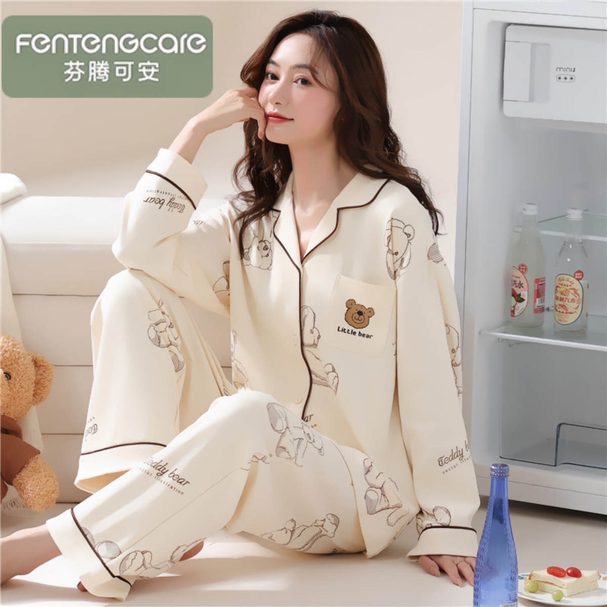 触感柔软纯棉舒适透气女睡衣