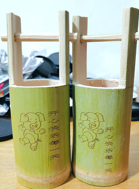 可定制打字新鲜楠竹水桶手工制作多种规格竹筒装饰演出儿童玩道具
