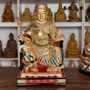 五显华光大帝神像马王爷香樟木雕三只眼马灵官家居供奉佛像工艺品