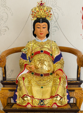 西王母神像瑶池金母王母娘娘佛像香樟木雕植发工艺家用供奉摆件