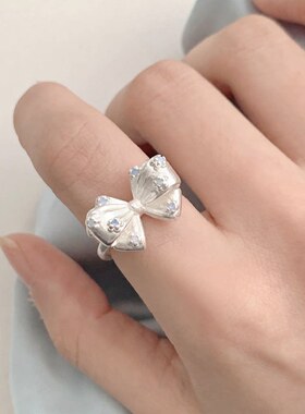 甜酷蝴蝶结戒指女时尚个性轻奢精致优雅开口指环创意小众食指戒潮