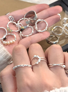 小红书博主同款配饰戒指女小众设计百搭叠戴气质指环简约风食指戒