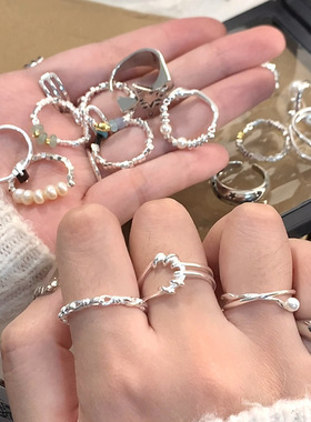 小红书博主同款配饰戒指女小众设计百搭叠戴气质指环简约风食指戒