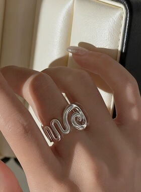 几何线条不规则戒指女时尚百搭个性叠戴宽边开口指环ins风食指戒