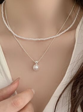 甜美双层圆珠吊坠项链女简约气质百搭叠戴精致锁骨链ins风颈链潮