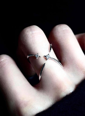 几何星星戒指女X交叉简约线条开口指环ins风小众时尚百搭食指戒潮