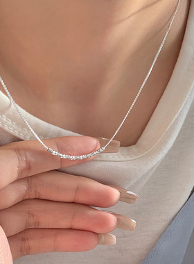 精致爆闪弯管项链女弧形几何简约百搭S925镀银银河锁骨链颈链潮