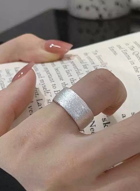 精致磨砂戒指女简约冷淡风气质优雅百搭S925镀银开口指环食指戒潮