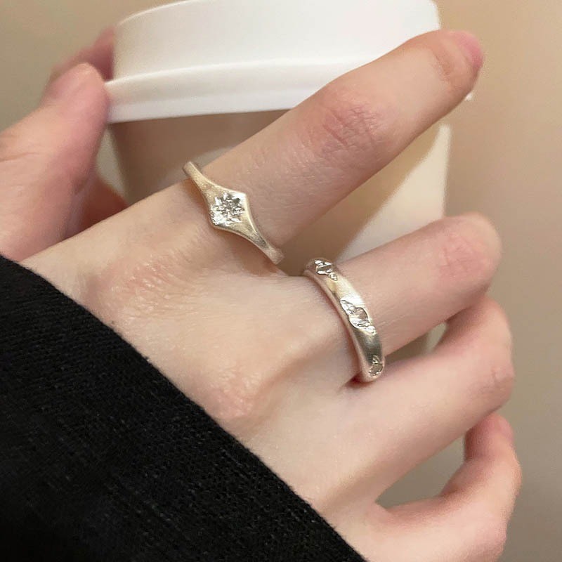 星星哑光精致戒指女百搭时尚叠戴个性创意开口指环小众网红食指戒