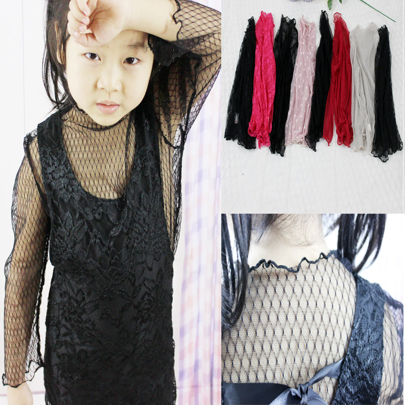 女童上衣长袖T恤打底衫网纱蕾丝新薄款立领透视镂空渔网衣亲子装,童装/婴儿装/亲子装,T恤,淘宝优惠券,粉丝福利购,淘宝优惠卷