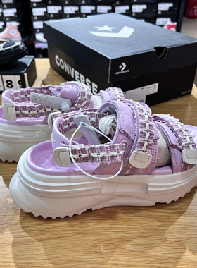 匡威allstar凉鞋紫色时尚个性魔术贴露趾沙滩鞋凉鞋男女 A07545C