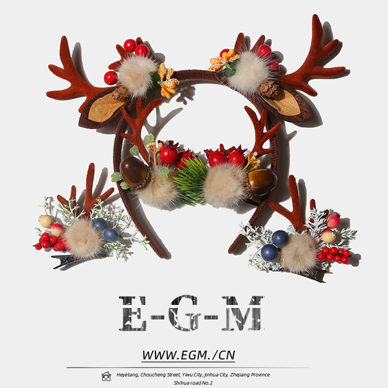 圣诞节头饰麋鹿发箍网红拍照可爱头箍少女森系发卡搞怪发饰发夹女