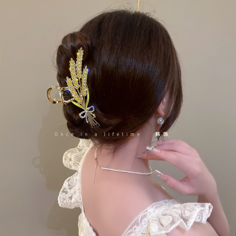 金属麦穗发夹女高级感后脑勺盘发抓夹发量多大号鲨鱼夹子头饰发卡_虎窝淘