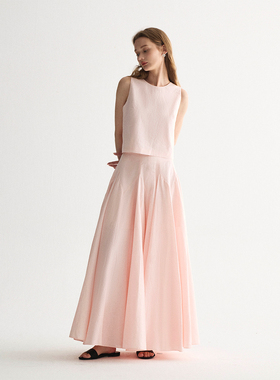 SOFTSELF薄雾梦泽新款设计感重磅无袖背心极简轻柔褶皱套装夏