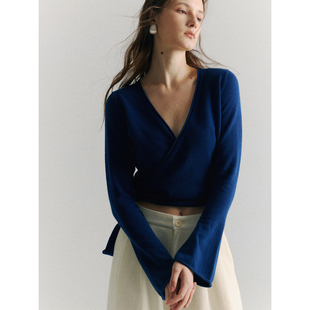 SoftSelf·薄雾梦泽针织羊绒别致显瘦设计感绑带短款上衣女新款