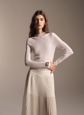 SOFTSELF雾绒诗秋季新款百搭无缝一体中高领羊毛针织打底衫