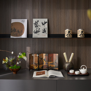 中式图书馆书店书柜字画卷轴桌面小屏风摆件国风装饰书道具书布置