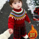费尔岛女童毛衣宝宝冬季 秋冬新款 2026儿童红色圣诞过年服